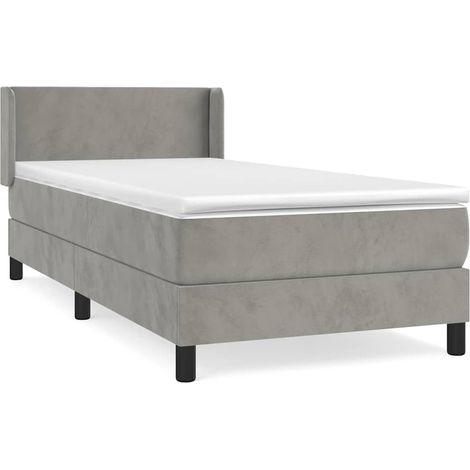 Maison Exclusive - Cama box spring con colchón terciopelo gris cl (1/5)