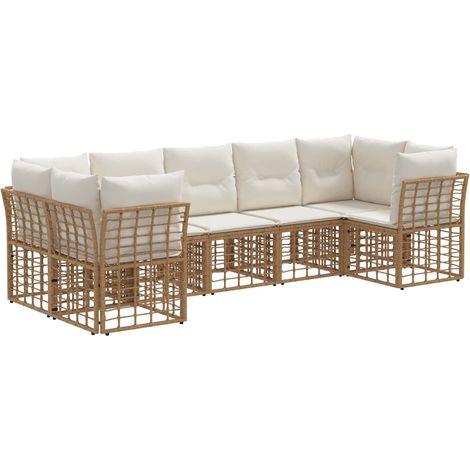Maison Exclusive - Set di divani da esterno 7 pcs Naturale e Bianco Crema