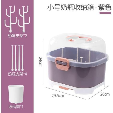 Égouttoir à biberons JeiibrZui - Grande capacité, avec couvercle anti-poussière - Porte-biberons portable pour tétines et tire-lait - Vert (1/3)
