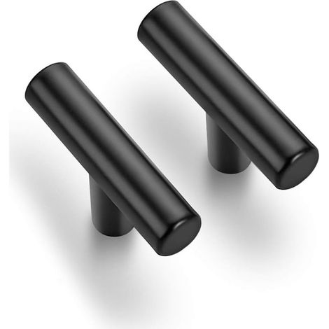 Set mit 10 mattschwarzen Edelstahl-Schrankgriffen, 5 cm lang, für Küchenschubladen