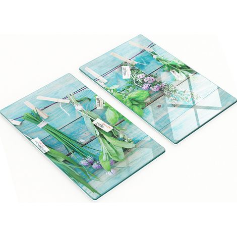 Ensemble de deux planches à herbes décoratives en verre pour la cuisine, 2 x 30 x 52 cm (1/5)