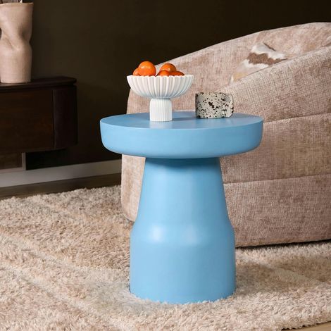 Petite table de salon en bois finition bleue 42 cm DUOMO (1/5)