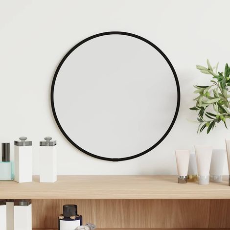 Miroir mural rond noir Ø 30 cm – Miroir décoratif en verre avec cadre PVC, épaisseur 4 mm, pour salle de bain, entrée, chambre (1/5)
