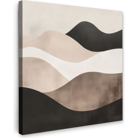 TABLEAU SUR TOILE Abstrait - Paysage - Vagues - Couleur crème Tableau Chambre Adulte 90x90 cm