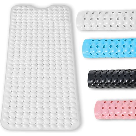 Tappetino antiscivolo per vasca da bagno 100 x 40 cm, Tappetino antiscivolo per vasca da bagno con 300 ventose, in PVC e gomma, Lavabile in lavatrice, per vasca da bagno, pavimento del bagno (Bianco)