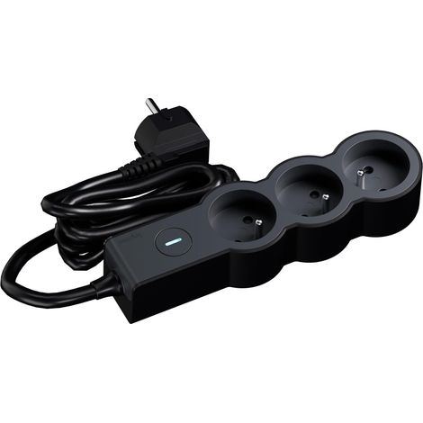 Rallonge multiprise 3x2P+T 16A 3680W avec Interrupteur Lumineux on/Off, 3M, Noir (1/5)