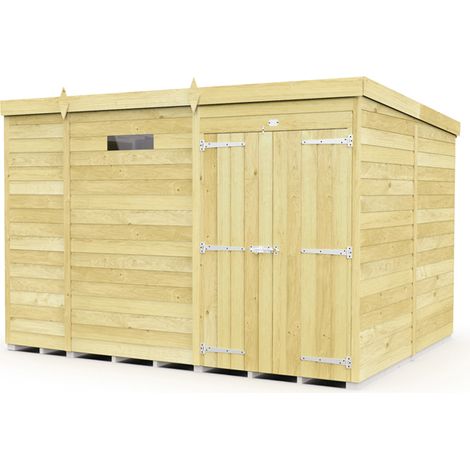 9 x 8 Feet Pent Security Shed - Double Door - Wood - L231 x W276 x H201 cm