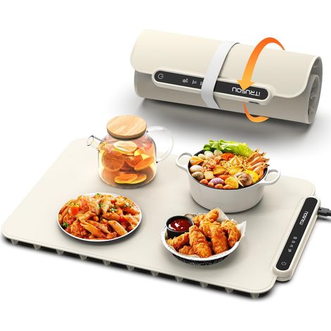 Electric Dish Warmer, Adjustable Temperature Electric Heating Tray, Portable Foldable Nano-Silicone Food Plate Warmer for Parties, Buffets, Family Meetings (1/5)
