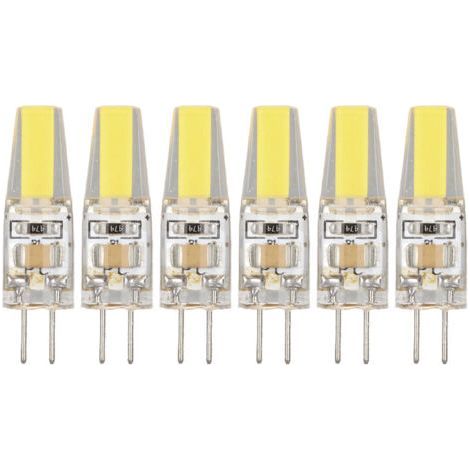 6 Pcs 220V 6W G4 LED Bulbs 500LM COB Lamp 360 Degree Lighting Heat Sink Silicone Anti-Glare for Home Ceiling Landscape Chandelier Lamps(Cold White 6500K) (1/5)