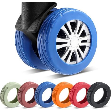 Couvertures de Roue de Bagage de Mise à Niveau de 8 pièces, valises de Bagage, résistantes à l'usure, Anti-Bruit, couvertures protectrices de Roue en Silicone pour Roue de 2-2,4 " (1/5)