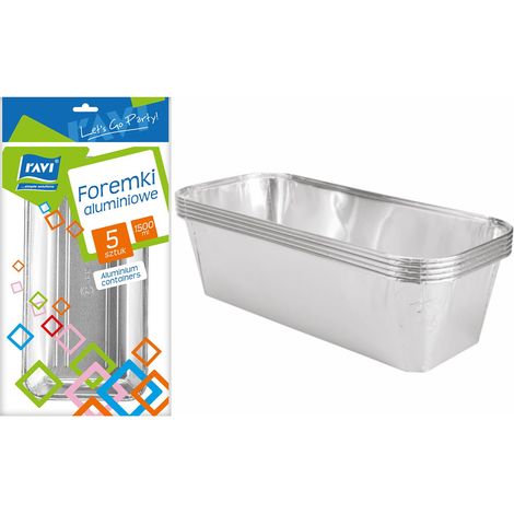 Moldes de aluminio para patés y pasteles de carne, 1500 ml, 5 unidades.