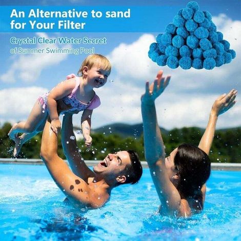 Boule filtrante pour piscine, boule filtrante pour bain d'aquarium, média filtrant en fibre pour piscine, bleu (500 g) (1/3)