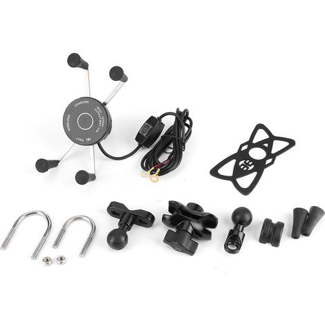 Support téléphonique moto chargeur sans fil QC3.0 rapide étanche support guidon avec interrupteur d'arrêt (1/5)