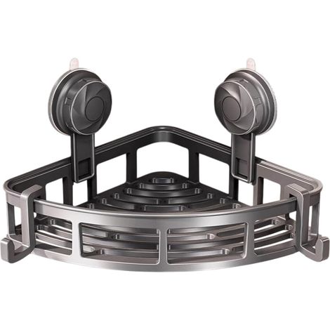 Étagère d’angle de douche avec ventouse, sans perçage, rangement pour serviettes, gel douche et shampooing.