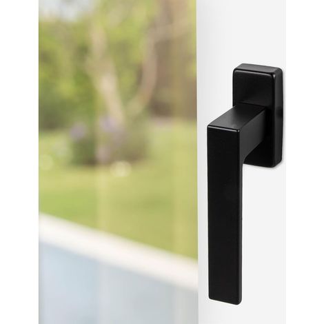 Ferrure de porte en aluminium - poignée de fenêtre noire sur base carrée 1 pce,poignée de fenêtre,poignées de portes et de fenêtres (1/5)