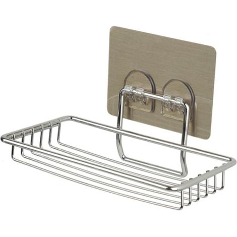 Wandseifenschale aus gebürstetem Nickel, Duschwanne aus Edelstahl, Schwammhalter (1/5)