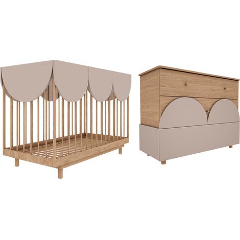 Lit évolutif 70x140 et commode 3 tiroirs Wood Luck Bloom Cachemire et Bois (1/5)