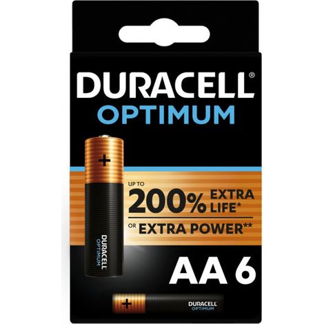 Pack de 6 piles Duracell Optimum AA 1,5 V LR06 Noir (1/4)