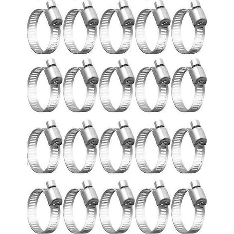 Colliers de serrage réglables 10-16 mm en acier inoxydable 304 pour tuyaux d'eau, de carburant et de véhicules (lot de 20). (1/5)