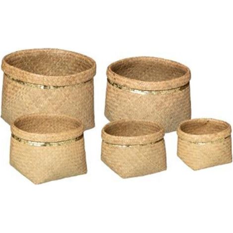 Lot de 5 Paniers de Rangement "Sequins" 39cm Naturel (1/5)