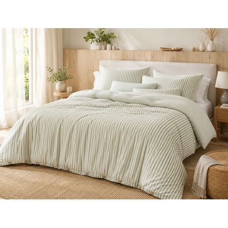 Housse de Couette Réversible 240 x 220 cm Double Gaze de Coton 125 g/m² Livia Eucalyptus (1/4)