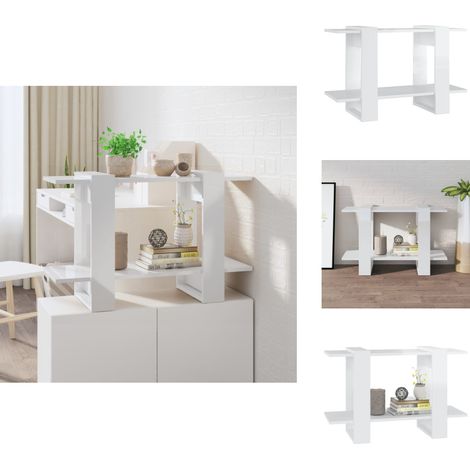 Bibliothèque/Séparateur de pièce Blanc brillant 80x30x51 cm - Bibliothèque Blanche - Bibliothèque Moderne - Étagère Murale - Meuble Rangement - Séparateur De Pièces (1/5)