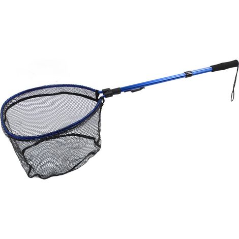 Épuisette flottante en alliage d'aluminium et caoutchouc, pliable, extensible et portable, pour un transport et un rangement faciles (bleue). (1/5)