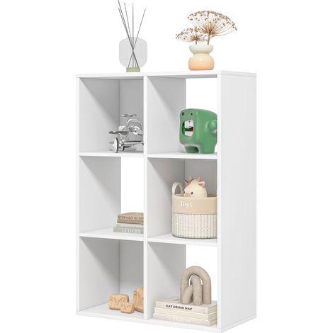 Libreria a Cubi 6 Ripiani Portaoggetti Design Rustico Legno 61,5x29,5x91,5 cm Bianco