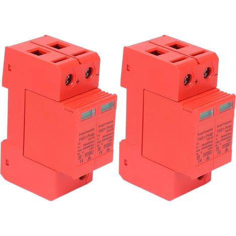 Dispositifs Protection Contre Les Surtensions 2 Pièces, Parafoudre Photovoltaïque CC 2P 40KA Avec Signal à Distance FXD1‑PV40, Venez Avec Fenêtre Visuelle, Courant Décharge Maximal(CC 750V) (1/5)