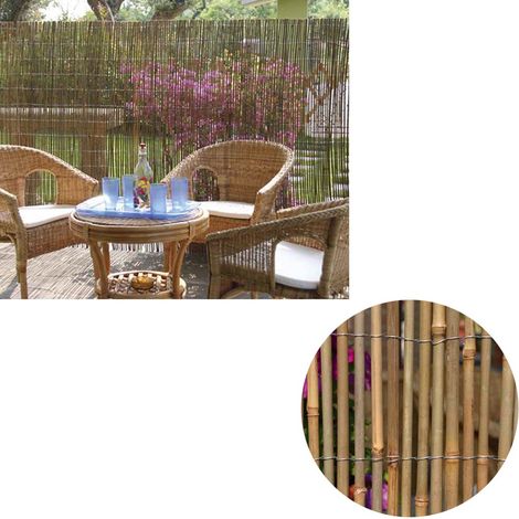 Arella in bamboo naturale a canna grossa legata filo ferro 1x3 mt (1/3)