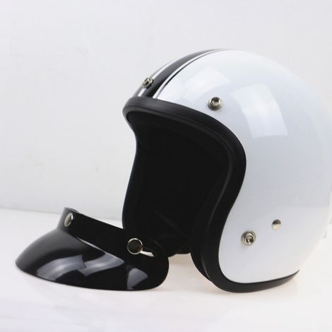 Visière de casque de moto universelle noire à 3 boutons-pression, lentille de pointe, pare-soleil à visage ouvert (1/5)