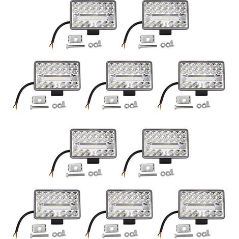 Juego de 10 luces de trabajo LED de 4 pulgadas para vehículos 4x4, barras de foco cuadradas de 36 LED de 108 W, para camiones todoterreno y vehículos todo terreno de 12 V/24 V.