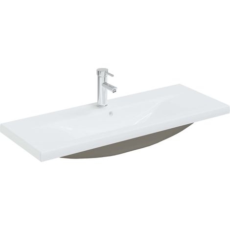 Lavabo de baño con grifo incorporado 101 cm cerámica blanca 020002799
