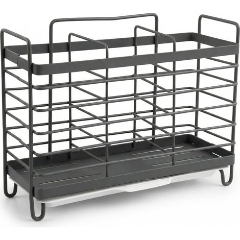 Cutlery Holder with 3 Compartments and Drainer, Kitchen Utensil Holder Stainless Steel Cutlery Basket Holder for Chopsticks Spoon Fork (1/5)