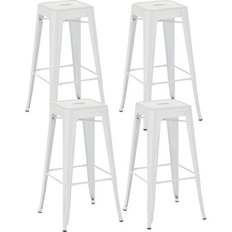 Set di 4 sgabelli da bar in stile industriale con poggiapiedi in metallo bianco 100001073