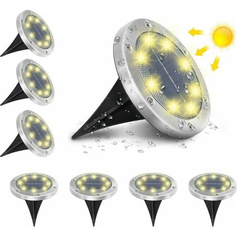 Lumière Solaire Extérieur Jardin Au Sol Extérieur 8 LED 3000K Blanc Chaud Etanche IP65 Spot Solaire Extérieur Chemin Terrasse Cour Spots Solaires Encastrables Renforcé Par 6 Vis Lot de 8 (1/5)