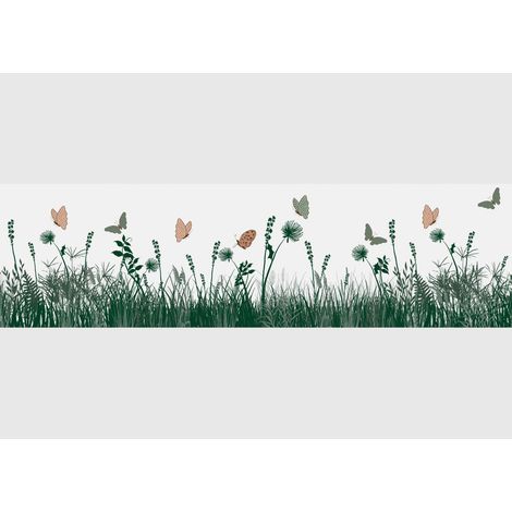 Frise auto-collante Silhouette d'herbe et papillon