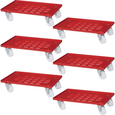 BRB Lot de 6 roulettes en plastique pour conteneurs de 600 x 400 mm Charge maximale 250 kg Blanc