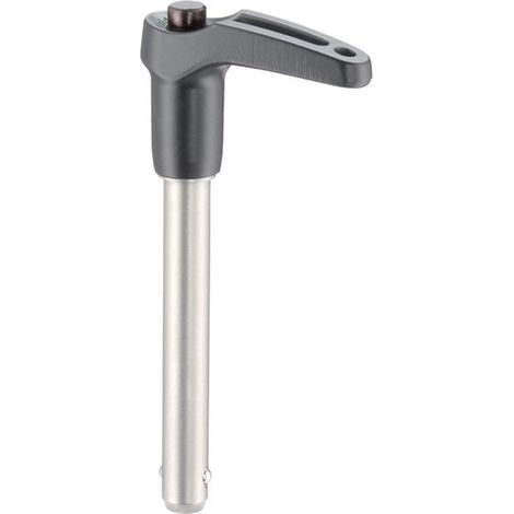 Boulon de verrouillage à bille autobloquant avec poignée en L D1 = 25 mm / L1 = 130 mm/Acier inoxydable 1.4542, trempé par excrétion 22350.0208