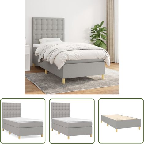 The Living Store Boxspringbett mit Matratze Hellgrau 80x200 cm Stoff - Boxspringbett - Doppelbett - Betten Günstig Kaufen - Schlafräume Einrichten - Hellgraues Bett (1/5)