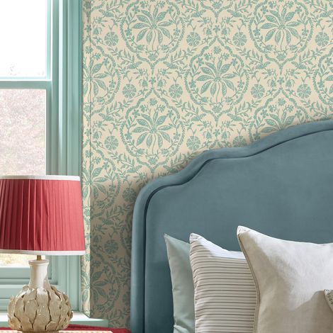 Papier peint intissé Joules Indienne Palm 1005 x 52cm Bleu vert (1/5)