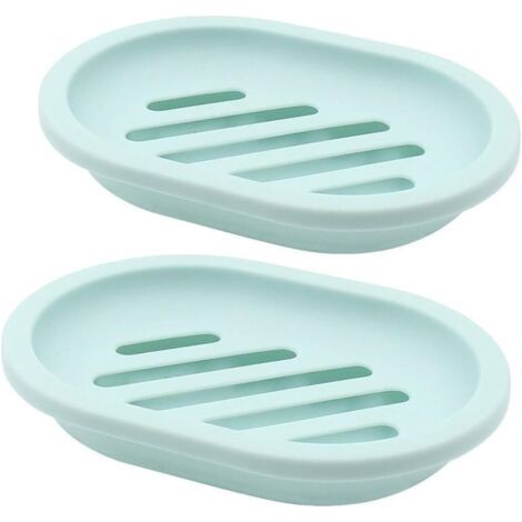 Lot de 2 porte-savons avec égouttoir, porte-savon, économiseur de savon, nettoyage facile, séchage, empêche le savon mou (vert) (1/5)