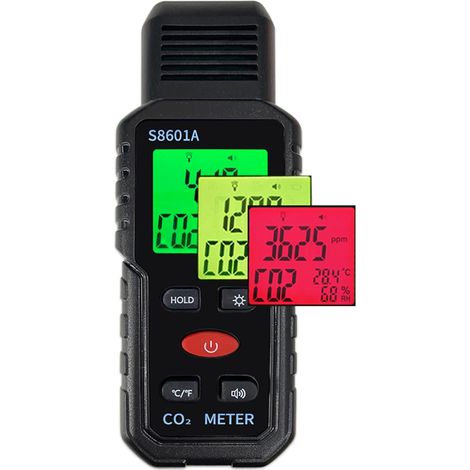 Detector de dióxido de carbono portátil, medidor de CO2, detector de CO2 portátil 3 en 1, medidor de temperatura y humedad, comprobador de humo, detectores de CO2 para el hogar, el coche y la autocara (1/5)