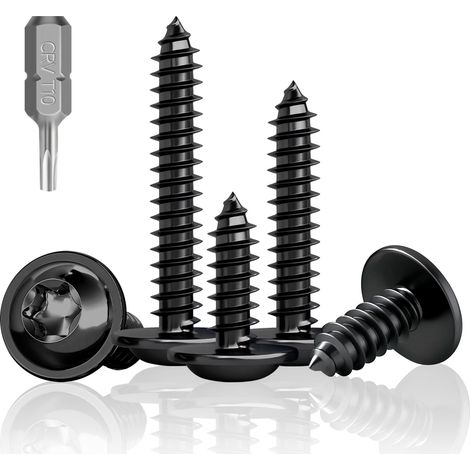 100 pièces vis noires à tête plate, vis à tête bombée M3X20mm pour bois, acier inoxydable A2 V2A vis à bois noires, vis noires pour panneaux acoustiques, vis à tête fraisée Torx (1/5)