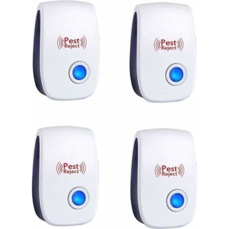 Lot de 4 répulsifs antiparasitaires à ultrasons - Répulsif électronique pour souris et rats - Répulsif antiparasitaire pour insectes et araignées