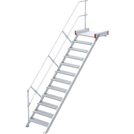 Euroline 511 Podesttreppe 45° 600mm Stufenbreite 12 Stufen Alu gerieft