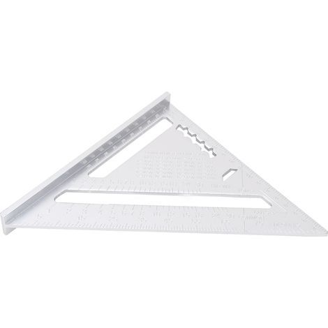 Règle triangulaire de menuiserie en alliage d'aluminium avec rapporteur d'échelles impériales et métriques pour ingénieur charpentier argent (1/5)