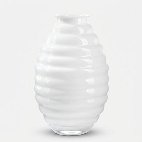Vaso decorativo in vetro di design Anelli 30 - Bianco (1/2)