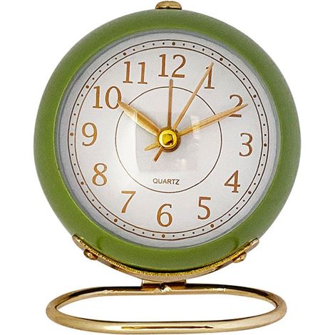 Réveil analogique, petite horloge de table silencieuse, réveil rétro classique sans tic-tac. (vert) (1/5)