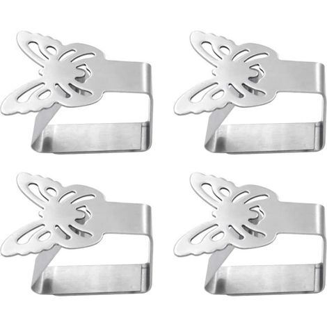 Set of 4 stainless steel tablecloth clips, tablecloth clips, tablecloth support covers (butterfly) (1/5)